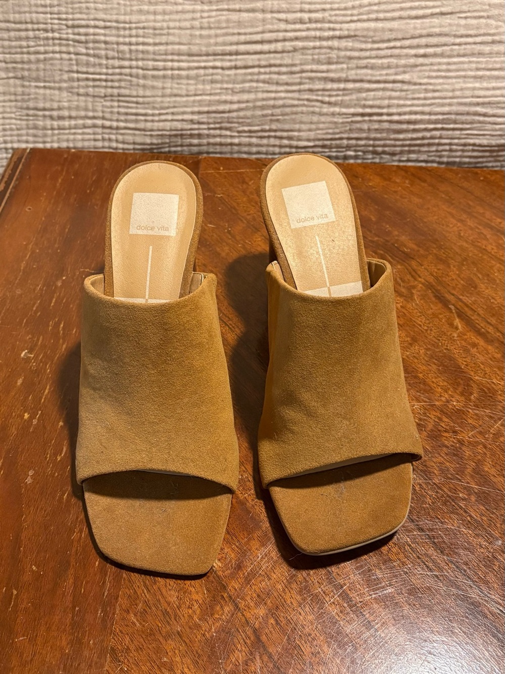 Dolce Vita Tan Suede Open-Toe Slip-On Mules